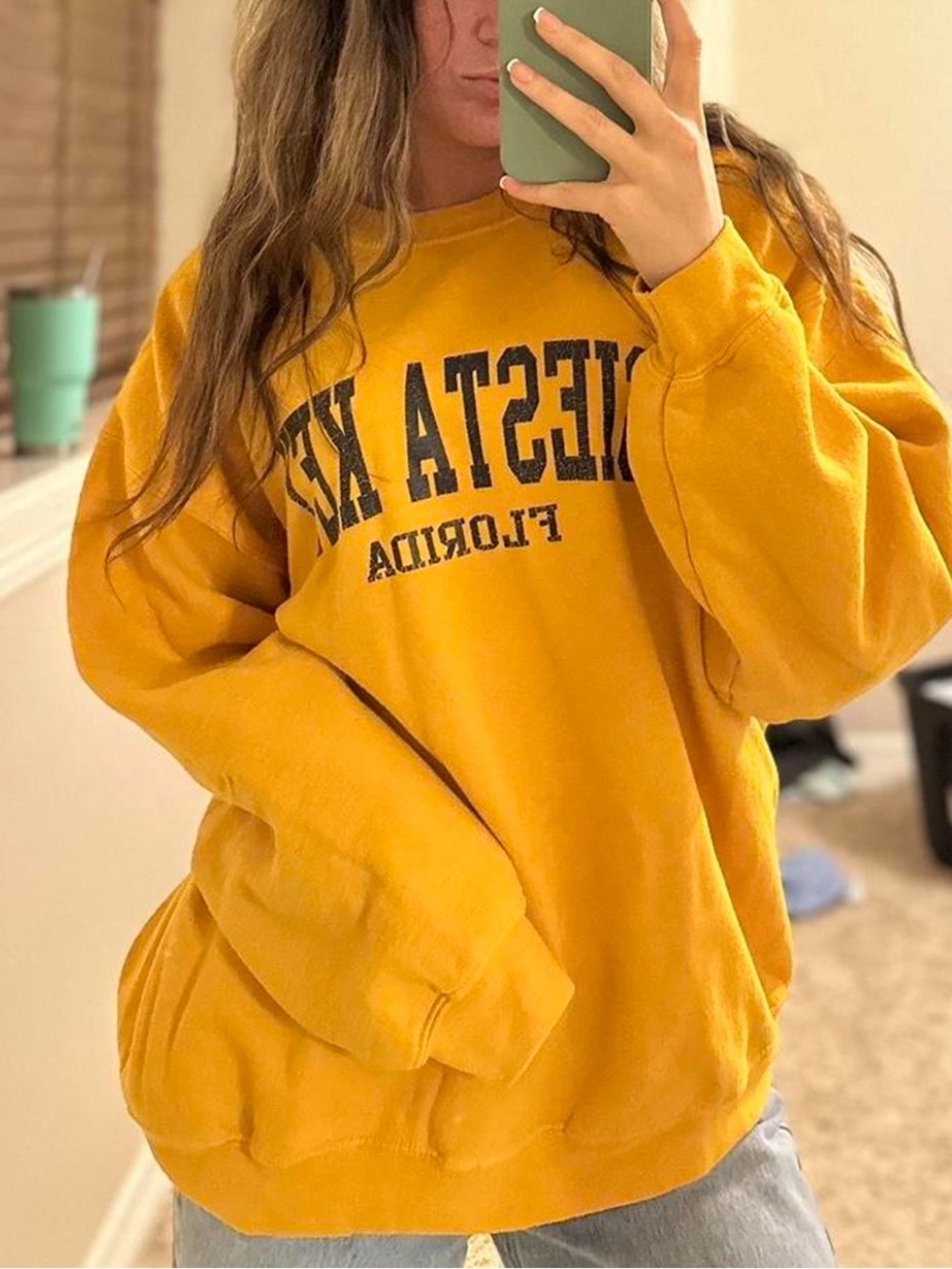 MV Sport Yellow Graphic Crewneck Sweatshirt